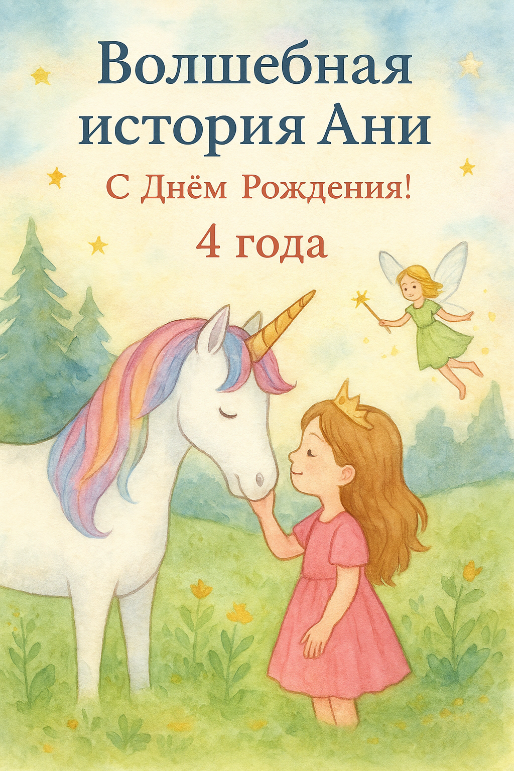 Персонализированная книга Воображай с акварельными иллюстрациями